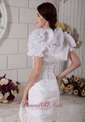 White Column Sweetheart Short Wedding Dress Taffeta Organza