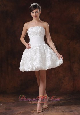 White A-line Beaded Short Wedding Dress Mini-length Sassy