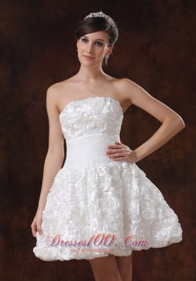 White A-line Beaded Short Wedding Dress Mini-length Sassy