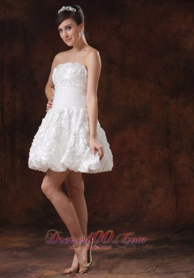 White A-line Beaded Short Wedding Dress Mini-length Sassy