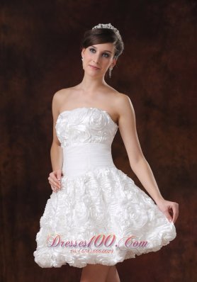 White A-line Beaded Short Wedding Dress Mini-length Sassy