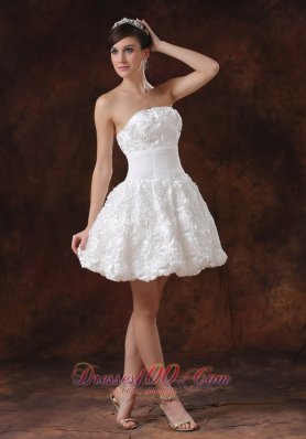 White A-line Beaded Short Wedding Dress Mini-length Sassy