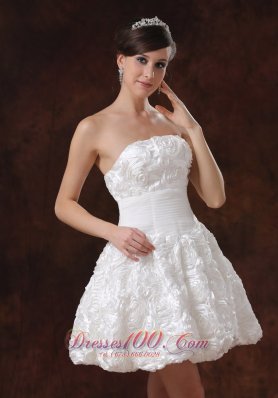 White A-line Beaded Short Wedding Dress Mini-length Sassy