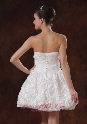 White A-line Beaded Short Wedding Dress Mini-length Sassy