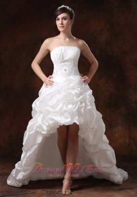 Beaded Taffeta High-low Strapless Beading Wedding Gowns