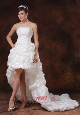 Beaded Taffeta High-low Strapless Beading Wedding Gowns