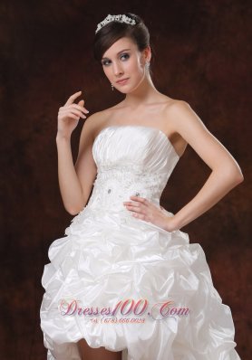 Beaded Taffeta High-low Strapless Beading Wedding Gowns