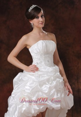 Beaded Taffeta High-low Strapless Beading Wedding Gowns