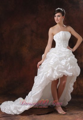 Beaded Taffeta High-low Strapless Beading Wedding Gowns