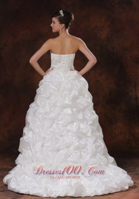 Beaded Taffeta High-low Strapless Beading Wedding Gowns