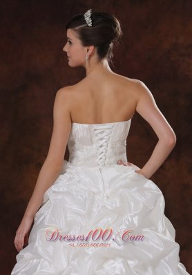 Beaded Taffeta High-low Strapless Beading Wedding Gowns