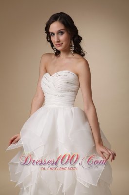 Unique A-line Sweetheart Beading Organza Wedding Dress