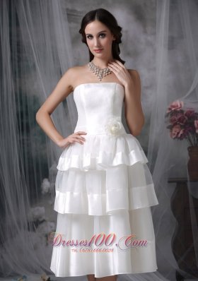 Gorgeous Empire Strapless Tea-length Floral Wedding Dress