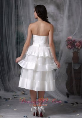 Gorgeous Empire Strapless Tea-length Floral Wedding Dress