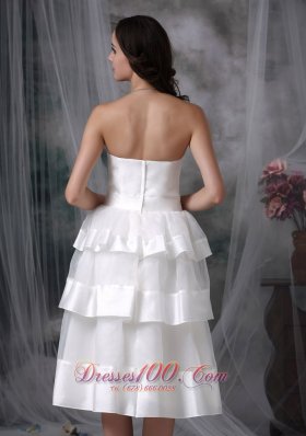 Gorgeous Empire Strapless Tea-length Floral Wedding Dress