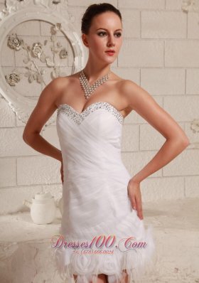 Fashion Sweetheart Beaded Feather Mini-length Wedding Dress