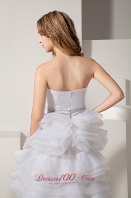 Latest A-line Sweetheart High-low Satin Organza Prom Dress