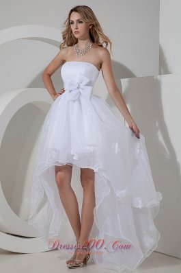 Sassy A-line Princess Bow Short Wedding Dress High-low