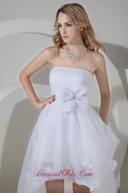 Sassy A-line Princess Bow Short Wedding Dress High-low