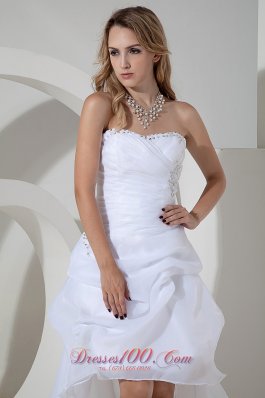 Mod Elegant A-line Strapless Wedding Dress High-low Organza