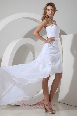 Mod Elegant A-line Strapless Wedding Dress High-low Organza