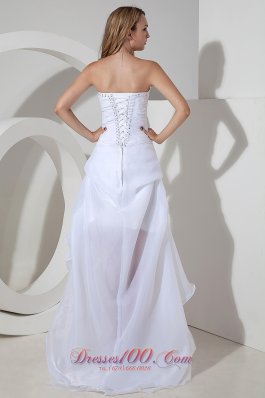 Mod Elegant A-line Strapless Wedding Dress High-low Organza