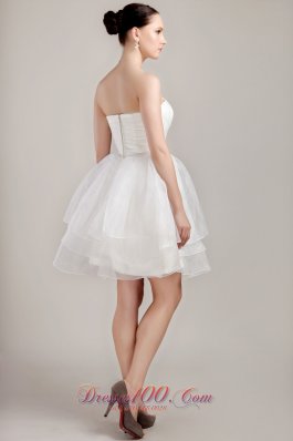 Nifty A-line Mini-length Beading Ruched Wedding Dress