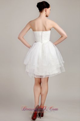 Nifty A-line Mini-length Beading Ruched Wedding Dress