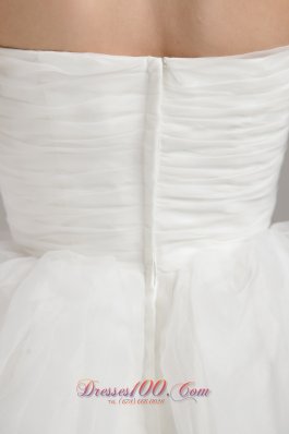 Nifty A-line Mini-length Beading Ruched Wedding Dress