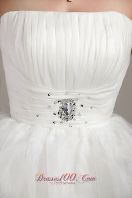 Nifty A-line Mini-length Beading Ruched Wedding Dress