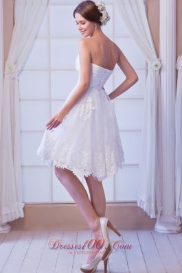 White A-line Sweetheart Organza Appliques Prom Dress