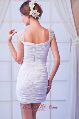 White Straps Mini-length Chiffon Sequins Prom Dress
