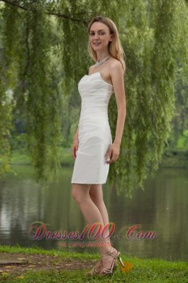 Simple Column Sheath Mini-length Taffeta Wedding Gown