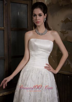 Adorable Knee-length Satin and Lace Bridal Dress