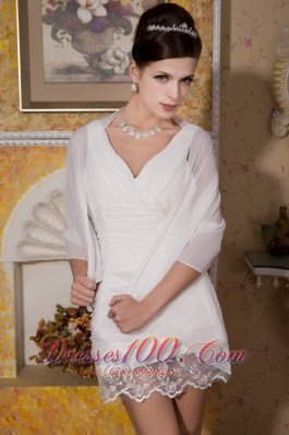 Custom V-neck Chiffon Appliques Bridal Wedding Dress