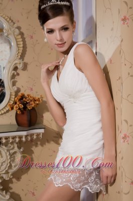 Custom V-neck Chiffon Appliques Bridal Wedding Dress