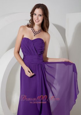 Medium Purple Column Sweetheart Prom Dress Ruching