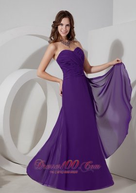 Medium Purple Column Sweetheart Prom Dress Ruching