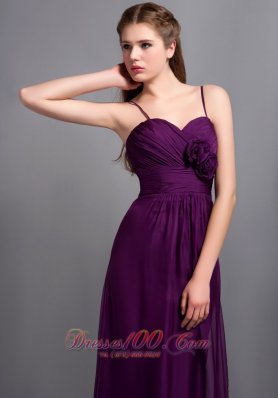 Grape Purple Ankle-length Bridesmaid Dress Flowers