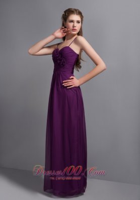 Grape Purple Ankle-length Bridesmaid Dress Flowers