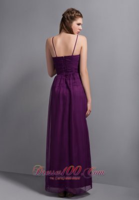 Grape Purple Ankle-length Bridesmaid Dress Flowers