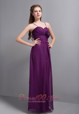 Grape Purple Ankle-length Bridesmaid Dress Flowers