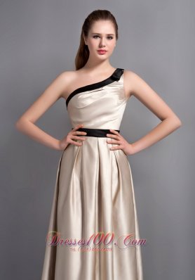 Customize Champagne One Shoulder Bridesmaid Dress Belt