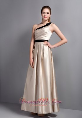 Customize Champagne One Shoulder Bridesmaid Dress Belt