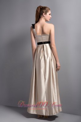 Customize Champagne One Shoulder Bridesmaid Dress Belt