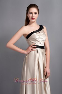 Customize Champagne One Shoulder Bridesmaid Dress Belt