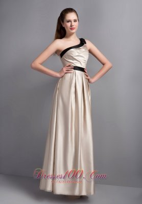 Customize Champagne One Shoulder Bridesmaid Dress Belt