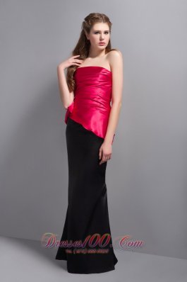 Hot Pink and Black Bridesmaid Dress Ankle-length