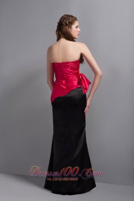 Hot Pink and Black Bridesmaid Dress Ankle-length