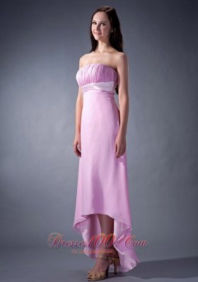 Lavender High-low Chiffon Strapless Bridesmaid Dress